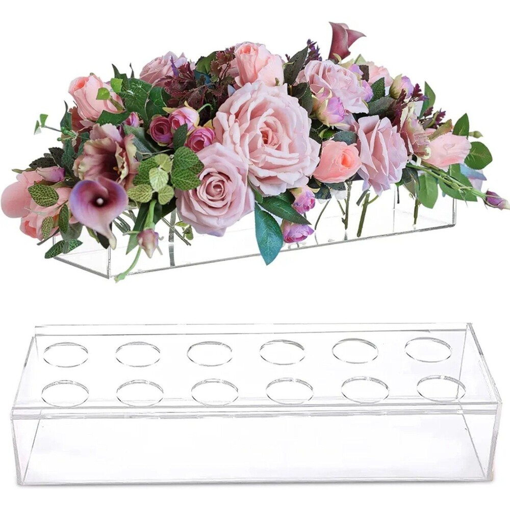12 Hole Rectangular Centerpiece Vase NEW